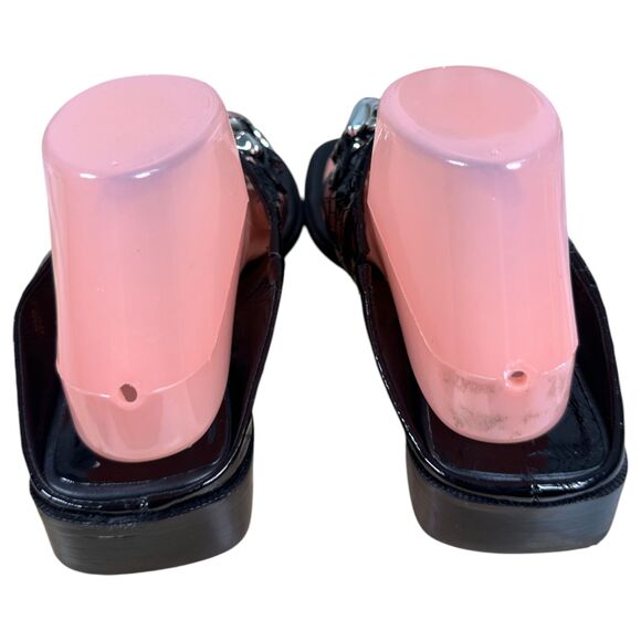 Donald Pliner Louise66 Patent Leather Croc Embossed Heeled Sandals Size 9 - Picture 4 of 7